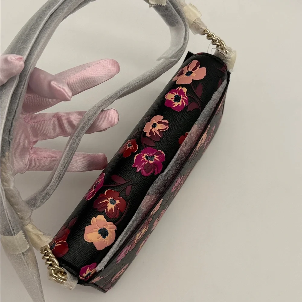 Kate Spade Devin Fall Poppies Flap Chain Wallet Black Multi